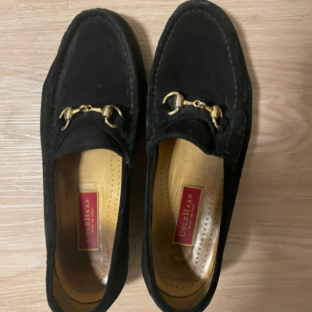 Cole Haan Men's Black Loafers with Gold Accents